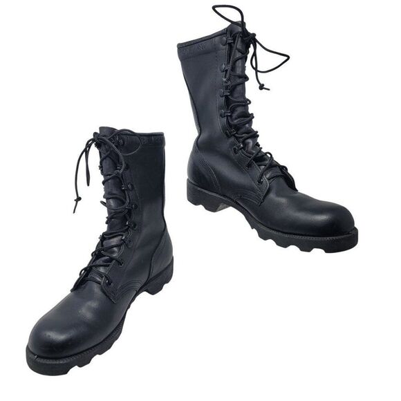 Vintage Us Military Ro-Search Black Leather Combat Boots 8 Soldier USA Warcore - Picture 1 of 8